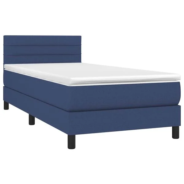 vidaXL Sommier à lattes de lit avec matelas Bleu 80x200 cm Tissu