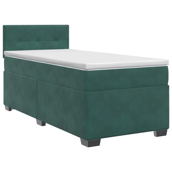 vidaXL Lit boxspring avec matelas Vert foncé 100 x 200 cm Velours