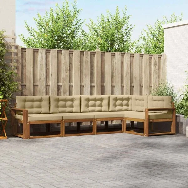 vidaXL Ensemble de canapés d'extérieur 5 pc Naturel et Beige