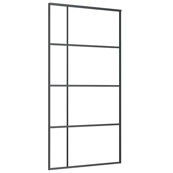 vidaXL Porte coulissante Verre ESG dépoli aluminium 102, 5x205 cm Noir
