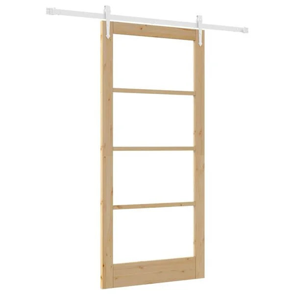 vidaXL Porte coulissante 93 x 202 cm Bois de pin massif et verre