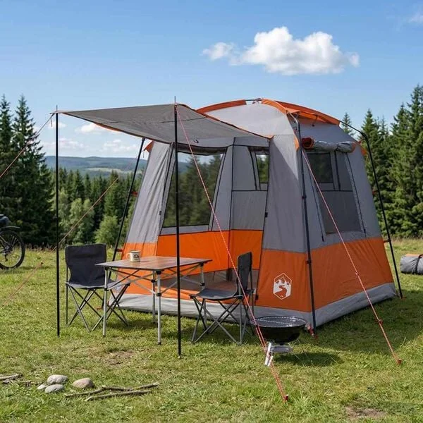 vidaXL Tente de fête 4 personne Gris et orange