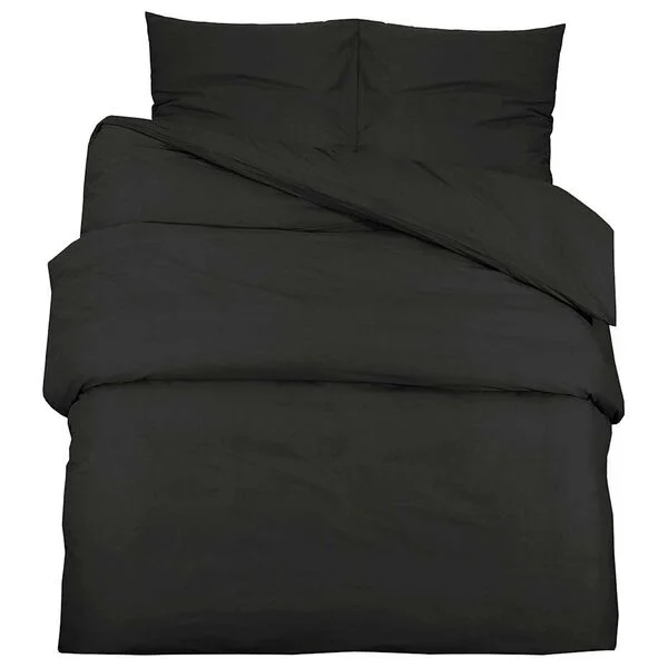 vidaXL Ensemble de housse de couette Noir 140x200 cm Microfibre légère