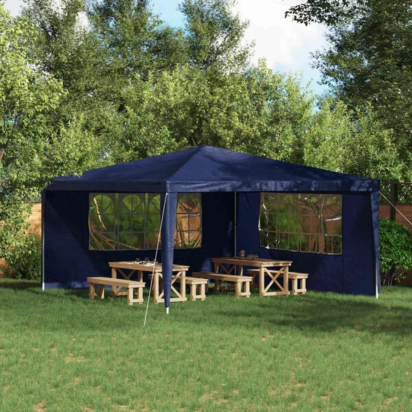 vidaXL Mur de tente de fête 2 pièces 400 x 195 cm Bleu PE et acier