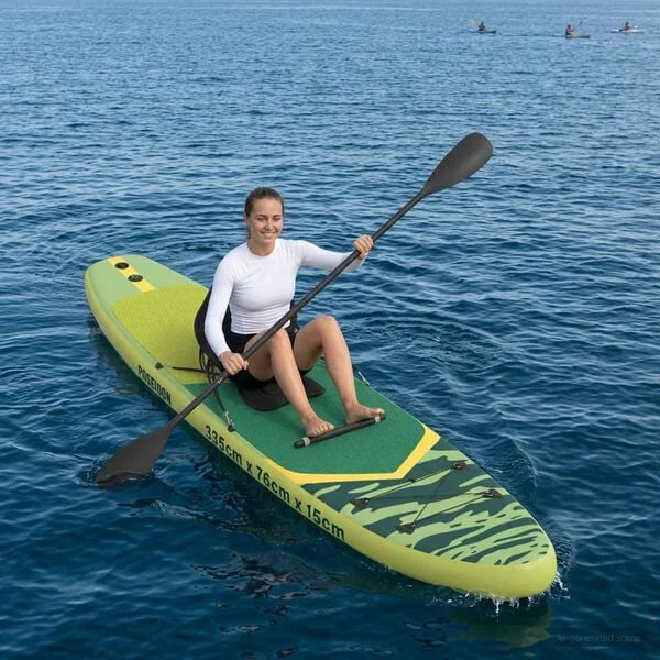 vidaXL Planche de SUP avec siège 2-en-1 POSEIDON 335 x 76 x 15 cm Vert