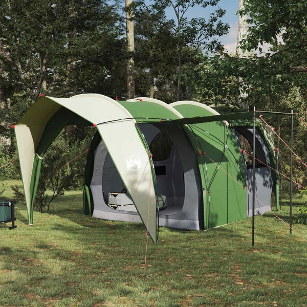 vidaXL Tente tunnel 4 personne Vert Polyester 185T avec revêtement PU