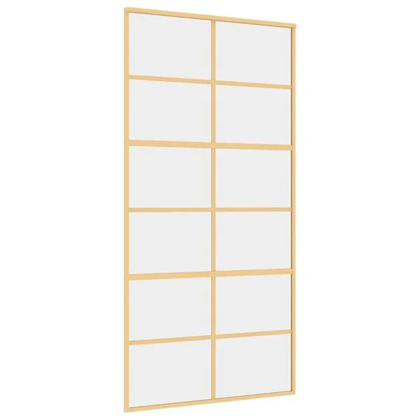 vidaXL Porte coulissante doré 102, 5x205cm verre ESG clair et aluminium