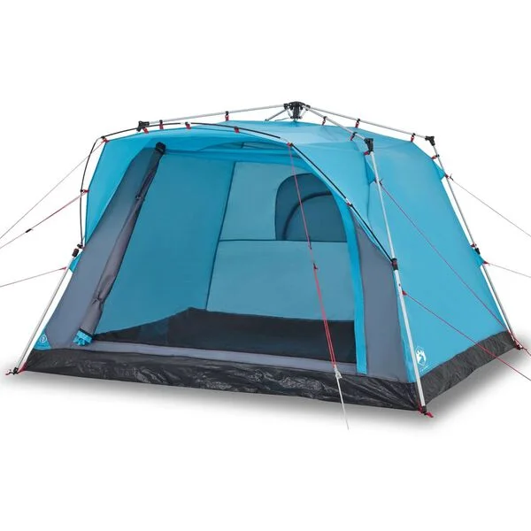 vidaXL Tente de camping cabine 4 personnes bleu libération rapide