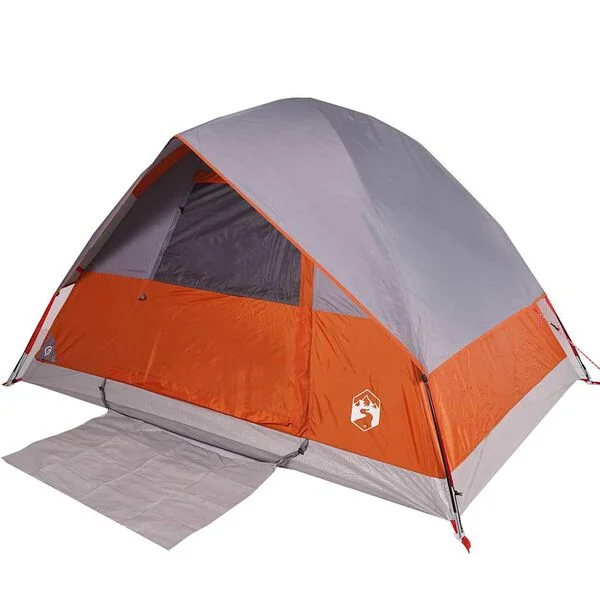 vidaXL Tente de camping à dôme 4 personnes gris et orange imperméable