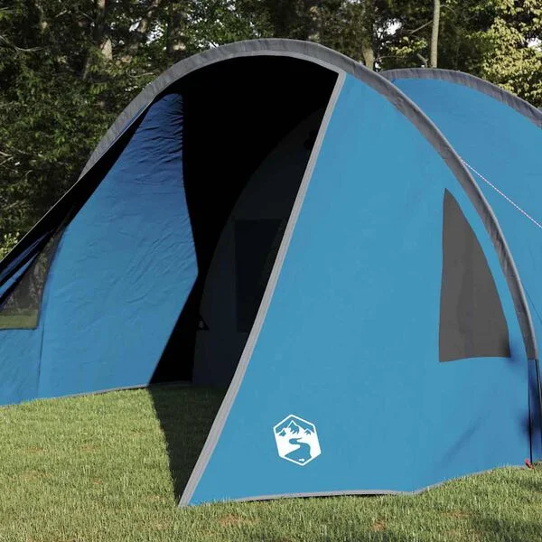 vidaXL Tente tunnel 4 personnes 4 personne Bleu et gris