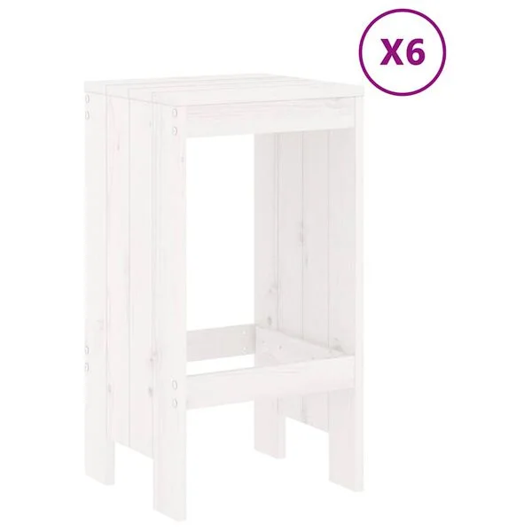 vidaXL Ensemble de bar de jardin 7 pcs blanc bois de pin massif