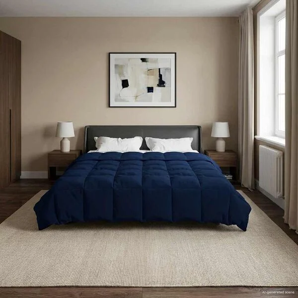 vidaXL Duvet complet toute l'année 200 x 200 cm 4 saisons Bleu foncé
