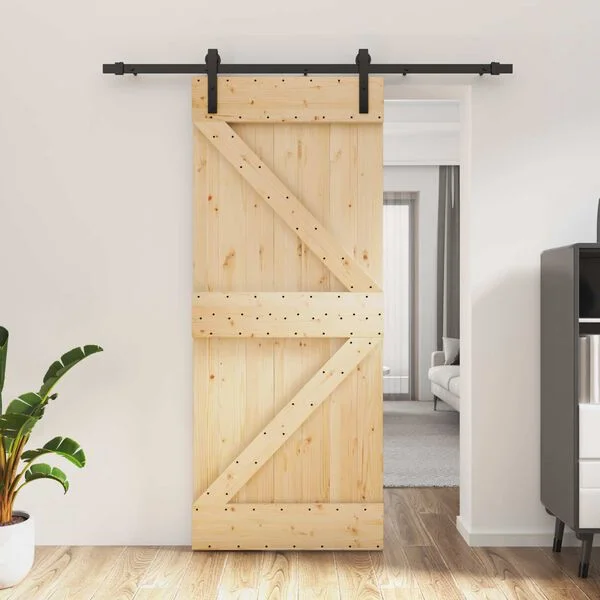 vidaXL Porte coulissante 85 x 210 cm Bois de pin massif (non traité)