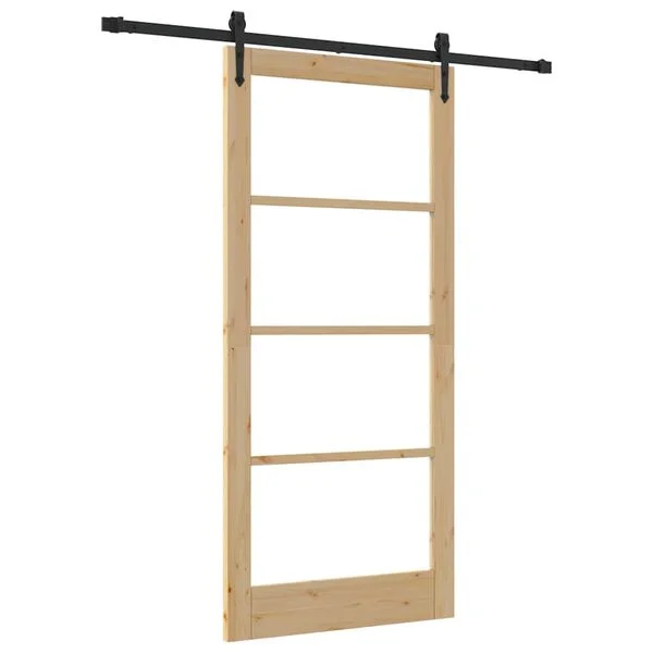 vidaXL Porte coulissante 93 x 202 cm Bois de pin massif et verre