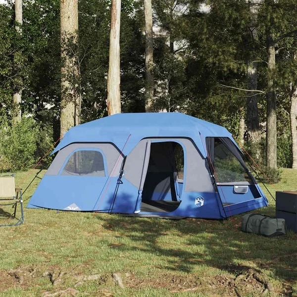vidaXL Tente familiale 9 personnes bleu libération rapide imperméable