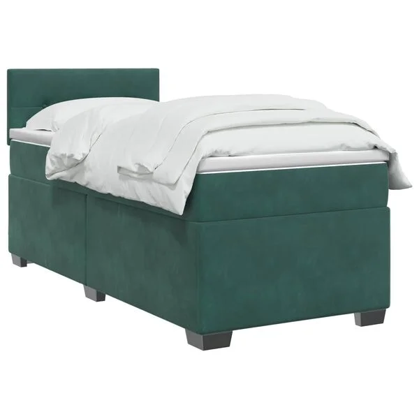 vidaXL Lit boxspring avec matelas Vert foncé 100 x 200 cm Velours