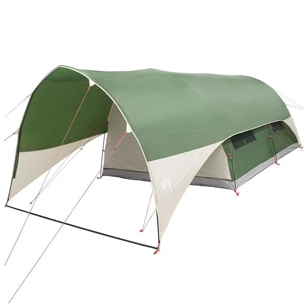 vidaXL Tunnel Tent with Rainfly Water-Resistant 10 personne Vert
