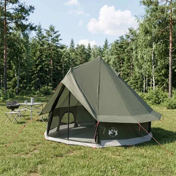 vidaXL Tente Tipi 4 personne Vert armée Polyester et Acier