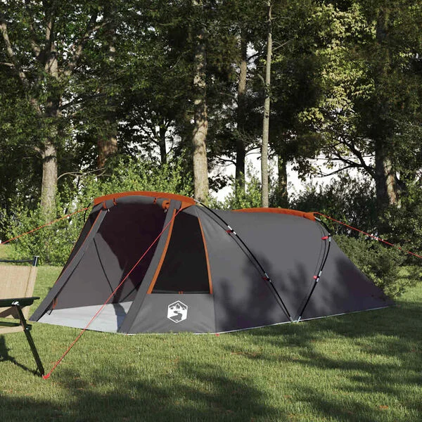 vidaXL Tente Tunnel 3 Personnes 3 personne Gris et orange