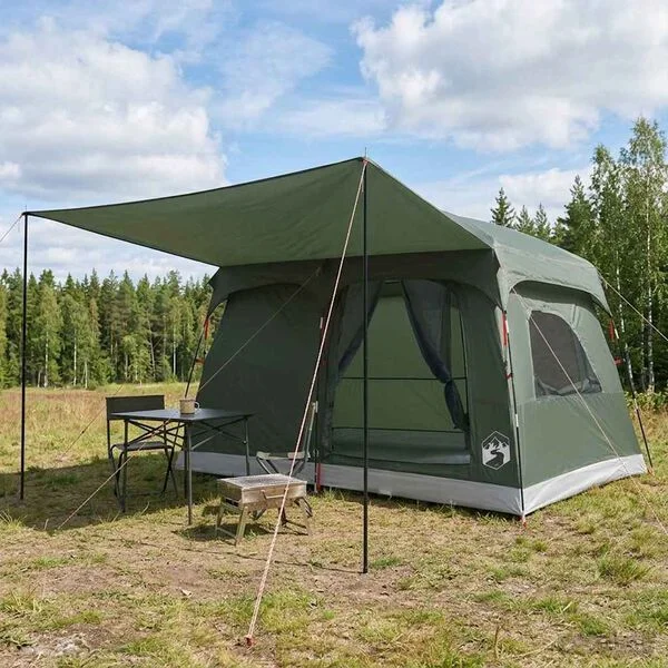 vidaXL Tente familiale 8 personne Vert armée Polyester