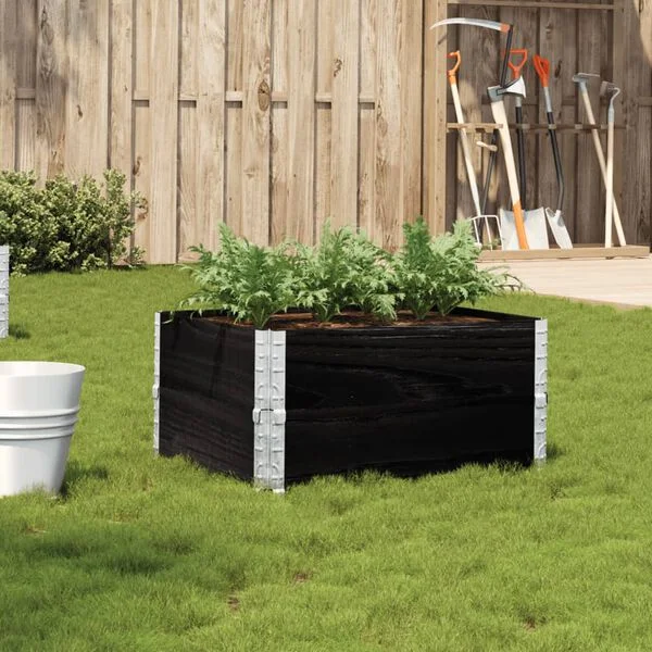 vidaXL Jardinière noir 80x60 cm bois massif de pin