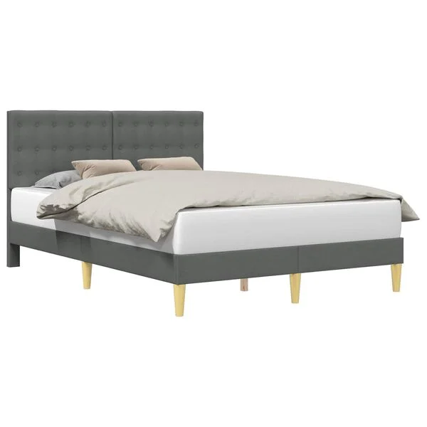 vidaXL Cadre de lit avec tête de lit Gris foncé 140 x 190 cm Tissu