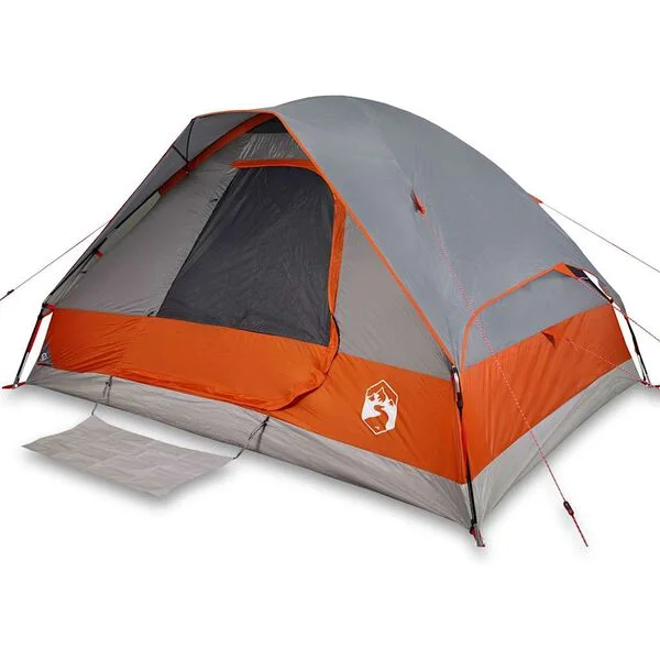 vidaXL Tente de camping à dôme 4 personnes gris et orange imperméable