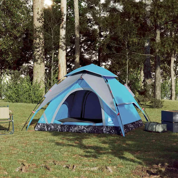 vidaXL Tente de camping à dôme 4 personnes bleu libération rapide