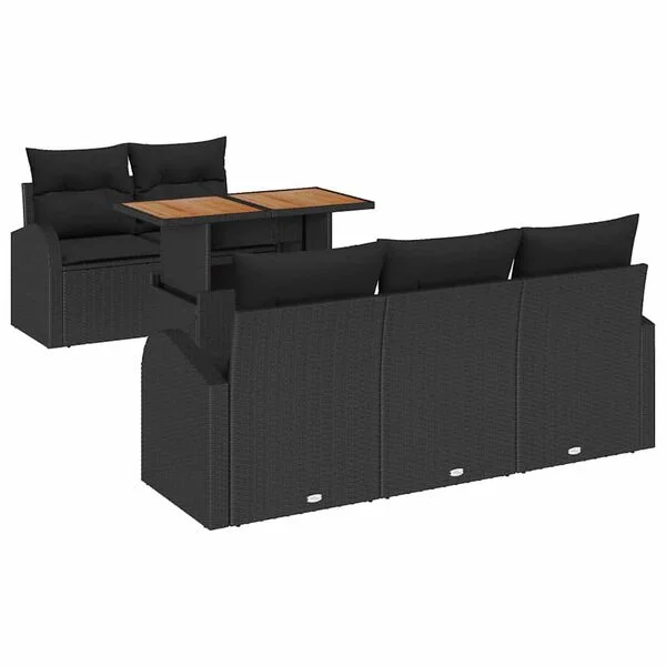 vidaXL Ensemble de canapé de jardin 6 pc Noir