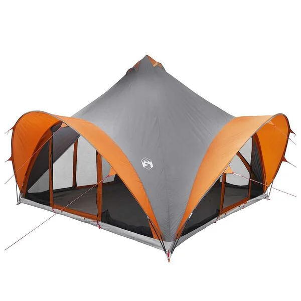 vidaXL Tente Tipi 6.0 personne Gris et orange Polyester et Acier