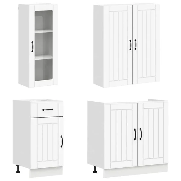 vidaXL Unité de cuisine LUCCA 8 pc Blanc Bois d'ingénierie