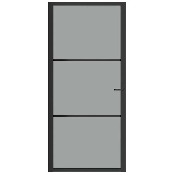 vidaXL Porte intérieure 93x201, 5 cm Noir Verre ESG et aluminium