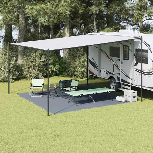 vidaXL Tapis de tente Bleu et gris 400 x 400 cm Polyéthylène