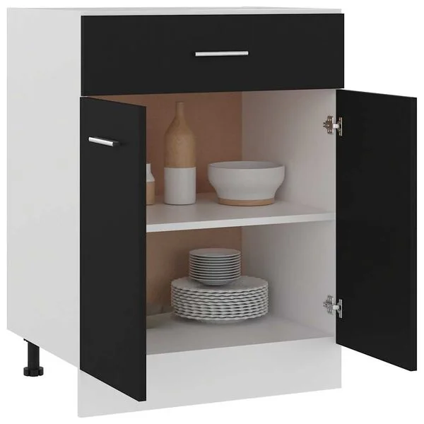 vidaXL Armoire à tiroirs "Lyon" Noir 60 x 46 x 81, 5 cm Bois d'ingénierie