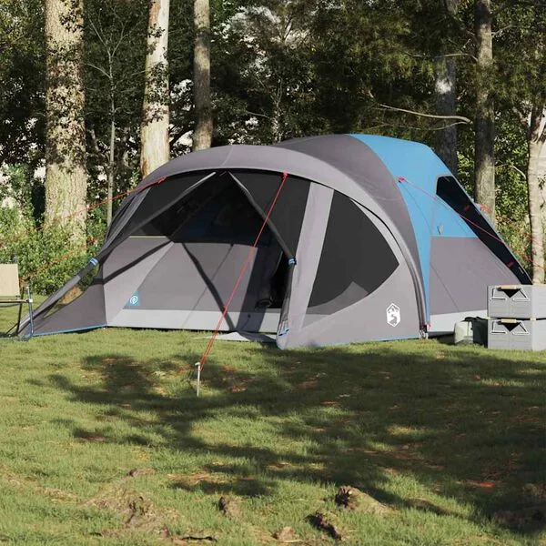 vidaXL Tente familiale tunnel 6 personnes bleu imperméable