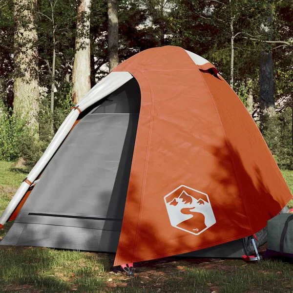 vidaXL Tente de camping à dôme 2 personnes gris et orange imperméable
