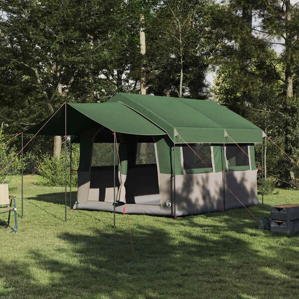 vidaXL Tente familiale 4 personnes 4 personne Vert et blanc