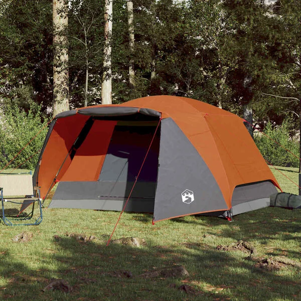 vidaXL Tente familiale et porche 6 personnes orange imperméable