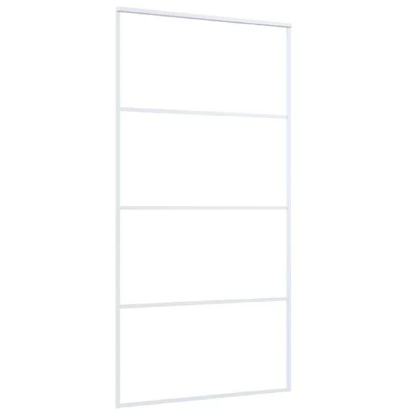 vidaXL Porte coulissante Verre ESG dépoli aluminium 102, 5x205 cm Blanc