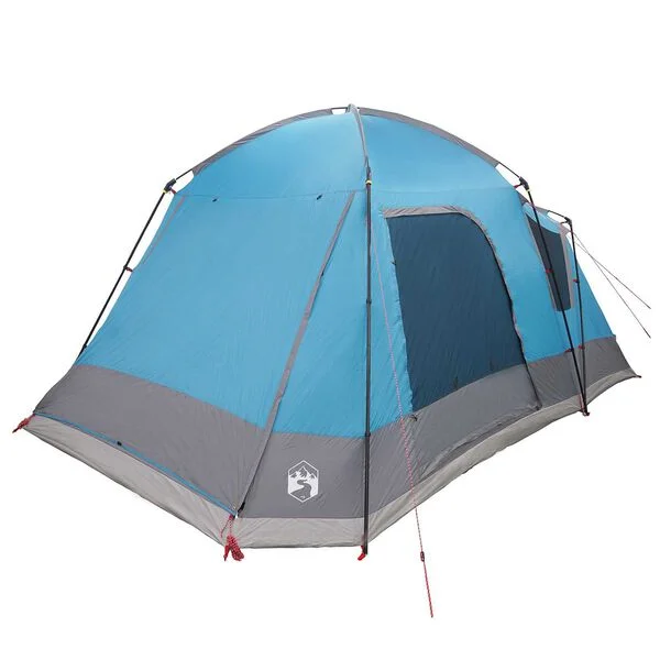 vidaXL Tente Cabane 8 personne Bleu Polyester et Acier