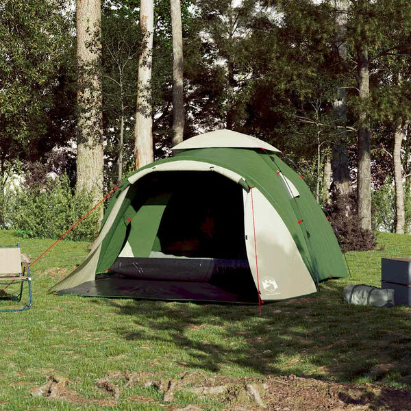 vidaXL Tente de camping à dôme 3 personnes vert libération rapide