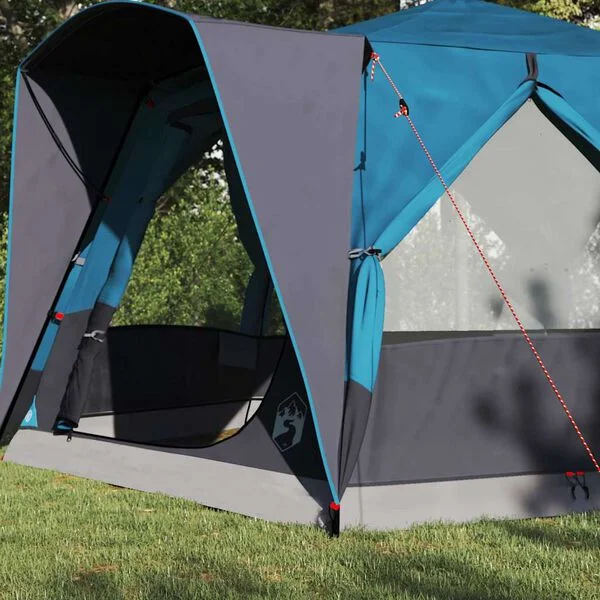 vidaXL Tente de camping 5 personnes 5 personne Bleu et gris