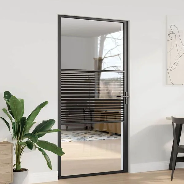 vidaXL Porte en verre 102, 5 x 3, 5 x 201, 5 cm Aluminium Noir