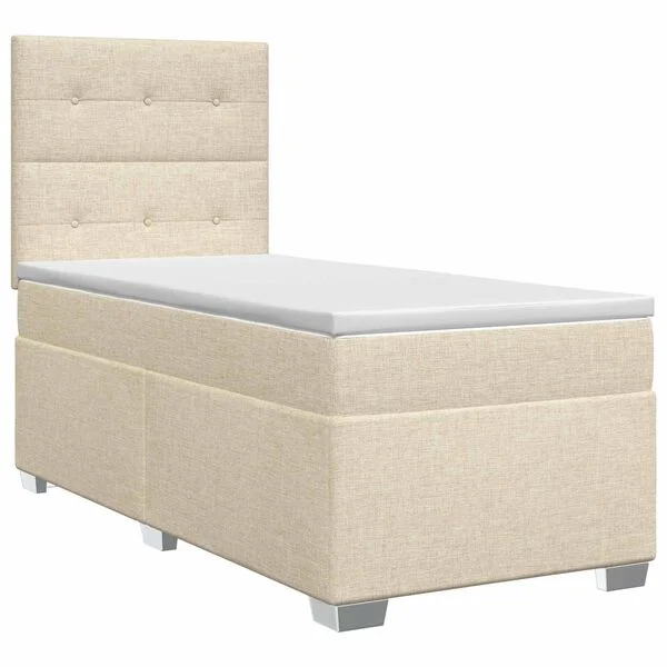vidaXL Lit boxspring avec matelas Crème 90 x 190 cm Tissu