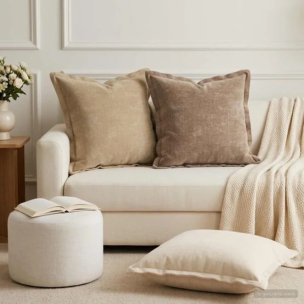 vidaXL Housse de coussin 12 pc HOUTEN Taupe 45 x 45 cm Tissu Chenille