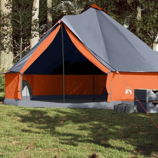 vidaXL Tente familiale tipi 8 personnes gris et orange imperméable