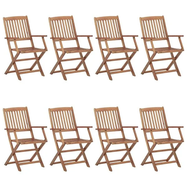vidaXL Chaises pliantes 8 pièces en bois d'acacia massif
