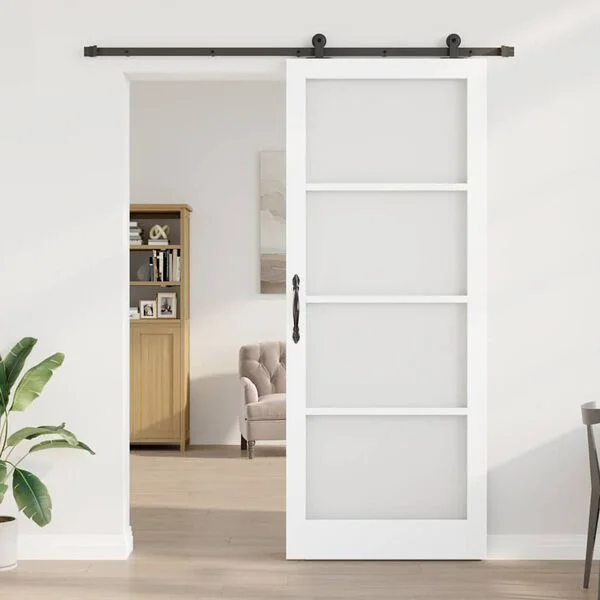 vidaXL Porte coulissante ORKDAL 93 x 232 cm Blanc et noir