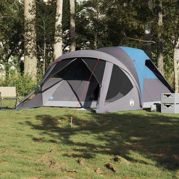 vidaXL Tente familiale tunnel 6 personnes bleu imperméable