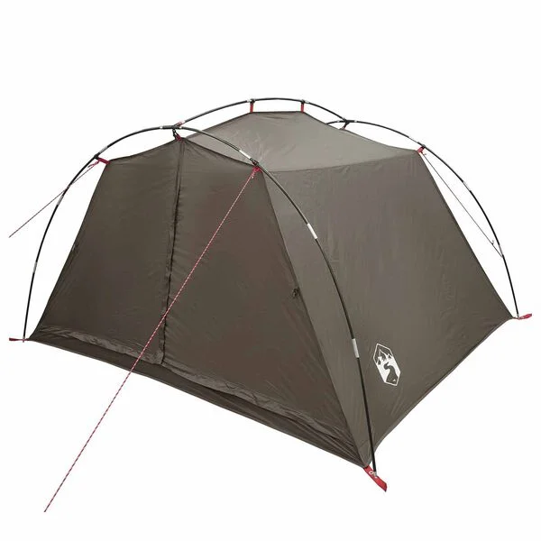 vidaXL Tente tunnel 4 personne Marron et gris